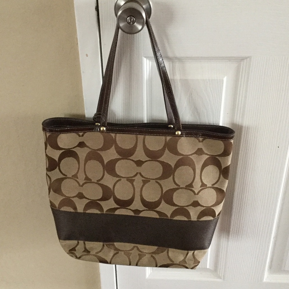 Coach Signature Canvas and Leather Tote Bag in Khaki Brown - Picture 8 of 8